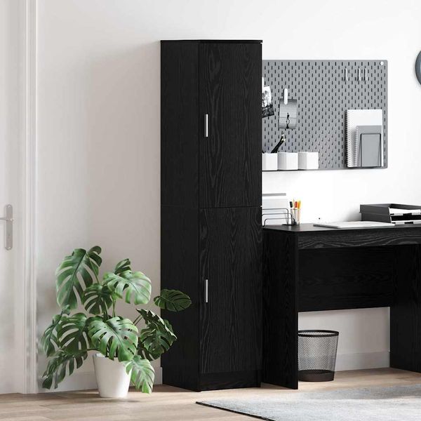 Vidaxl Credenza In Rovere Nero 35 X 39 X 168 Cm Materiale A Base Di Legno-image