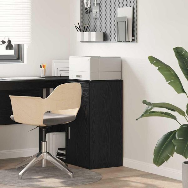 Vidaxl Credenza Look Rovere Nero 38 X 34,5 X 75 Cm Materiale A Base Di Legno-image