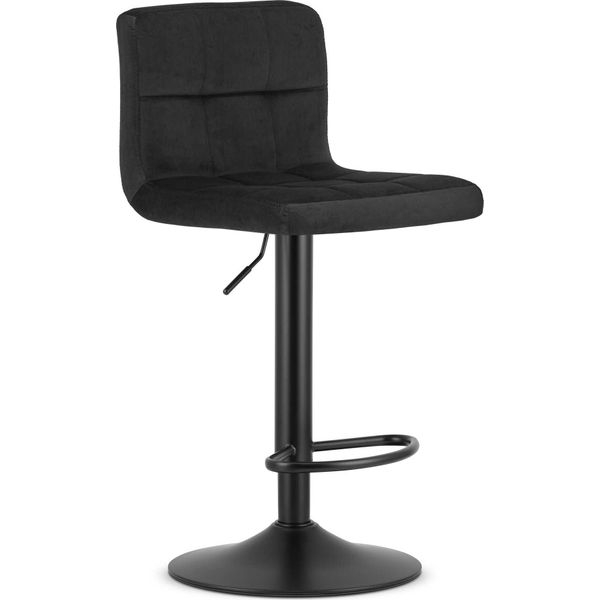 Sgabello Valora Prot In Velluto Nero Con Struttura Nera - Sgabello In Velluto Con Finitura Nera Solida-image