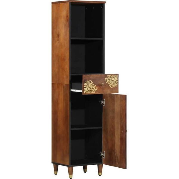 Vidaxl Credenza Marrone Miele 38 X 33,5 X 160 Cm Legno Massiccio Mango-image