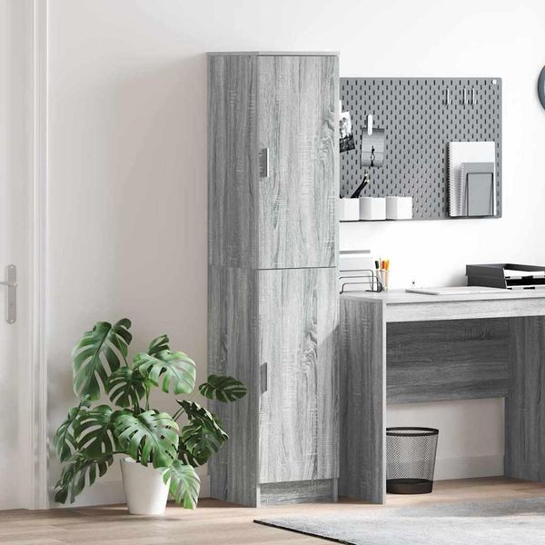 Bei Cloris Vetrinetta Credenza Grigio Sonoma 35 X 39 X 168 Cm Materiale A Base Di Legno - Cassettiere Nuovo7596445 1Pacco-image