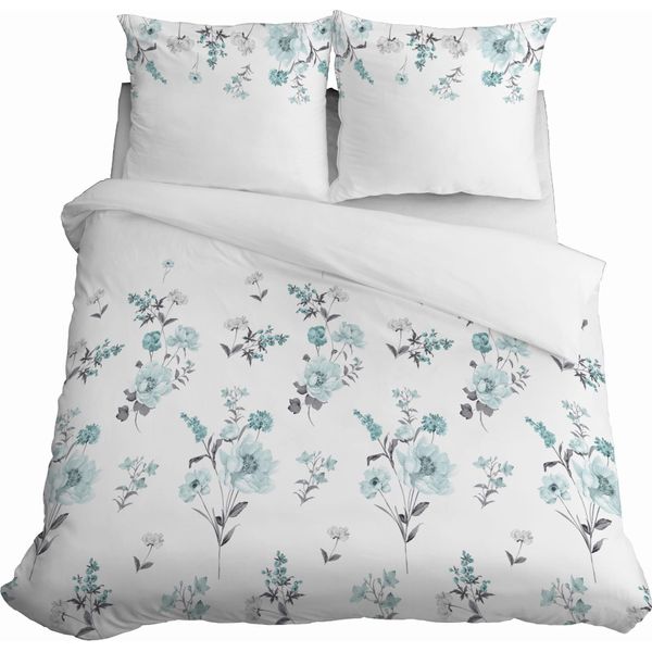 Biancheria Da Letto In Raso 160X200 Fiori Verde-image