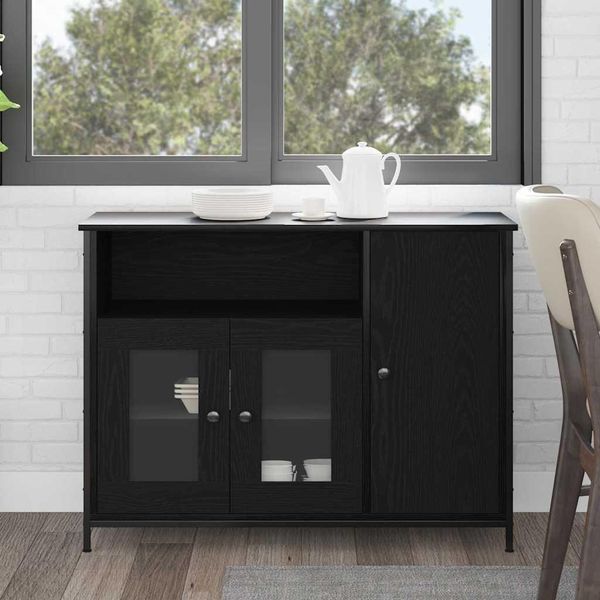 Vidaxl Credenza Look Rovere Nero 100 X 35 X 75 Cm Materiale A Base Di Legno-image