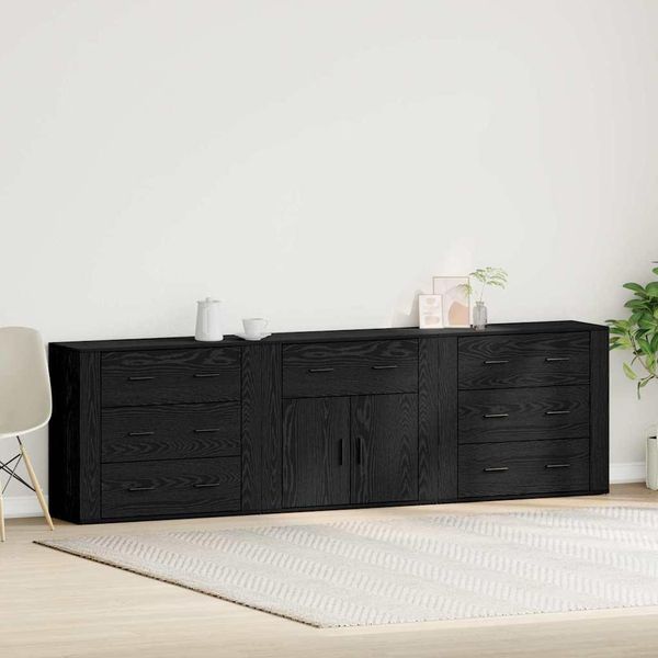 Vidaxl Credenza Look Rovere Nero 240 X 33 X 70 Cm Materiale In Legno-image