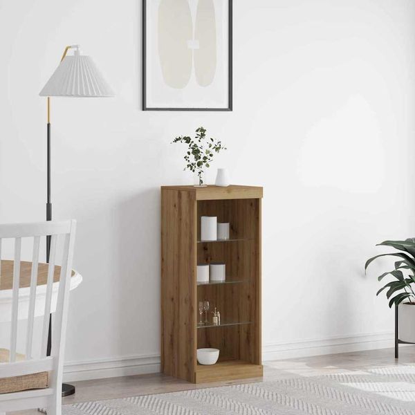 Maison Exclusive - Credenza Led In Rovere Artigianale 41 X 37 X 100 Cm Materiale Ligneo-image