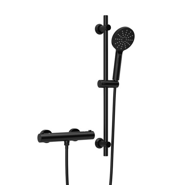 Joho Miscelatore Termostatico Per Doccia Con Set Di Piatti Doccia, Miscelatore Termostatico + Set Di Piatti Doccia In Acciaio Inox 70 Cm, DSD12 Nero-image