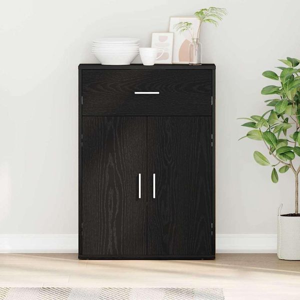 Vidaxl Credenza In Rovere Nero 79 X 38 X 80 Cm Materiale A Base Di Legno-image