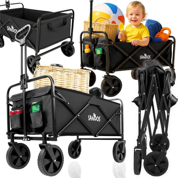 Sunshine Beach Buggy Nero Pieghevole Rimorchio Turistico Da Spiaggia 100 Kg-image