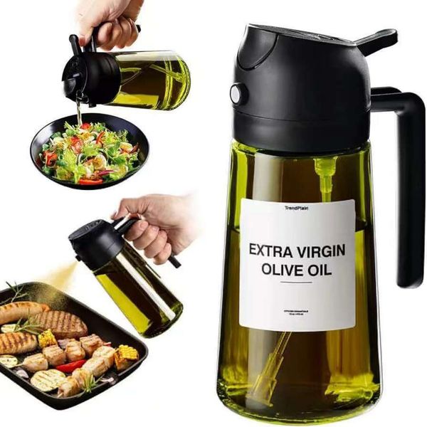 Forsmano Bottiglia Per Olio In Vetro 470Ml, Bottiglia Per Olio D'oliva, 2-In-1 Spray & Pour, Dispenser Per Olio E Aceto, Manico Ergonomico, Lavabile In Lavastoviglie, Per La Cucina-image