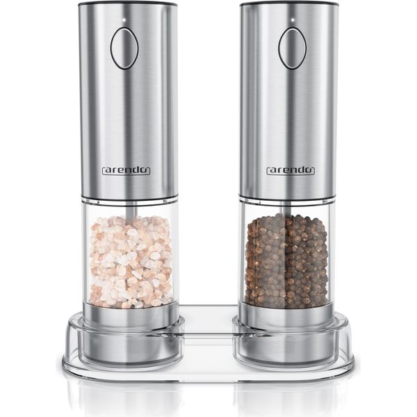 Arendo Set Macinae Pepe Elettrico, Set Di 2 Macinaspezie Elettrici, Regolabile In Continuo, Acciaio Inox, Macinino In Ceramica, Illuminazione A Led, Batteria Agli Ioni Di Litio, Usb-image