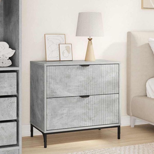 Best MöBel Comodino Grigio Cemento 63,5 X 36 X 61 Cm Materiale A Base Di Legno - Comodini E Armadi Cloris New7207381 1Pacco-image