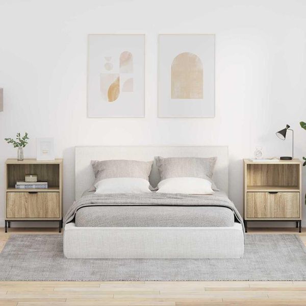Vidaxl Comodini 2 Pezzi Rovere Sonoma 49 X 36 X 61 Cm Materiale A Base Di Legno-image