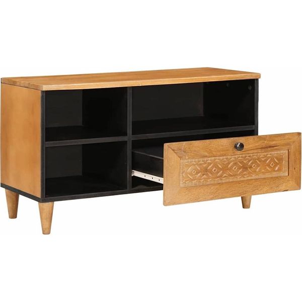 Vidaxl Mobile Tv Marrone Chiaro 80 X 33 X 46 Cm In Legno Massiccio Di Mango-image