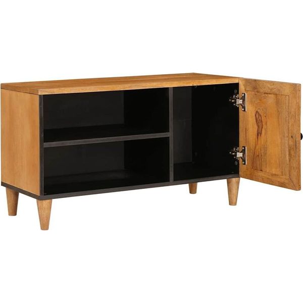 Vidaxl Mobile Tv Con Anta Marrone Chiaro 80 X 33 X 46 Cm In Legno Massiccio Di Mango-image