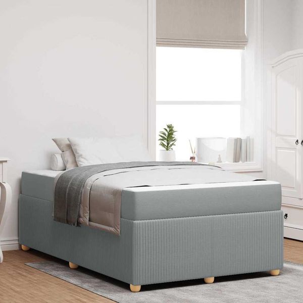 Vidaxl Struttura Letto Con Materasso Grigio Chiaro 120 X 190 Cm Tessuto-image