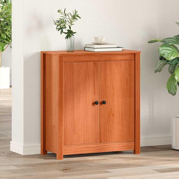 Vidaxl Credenza Marrone Cera 70 X 35 X 80 Cm In Legno Di Pino Massiccio-image