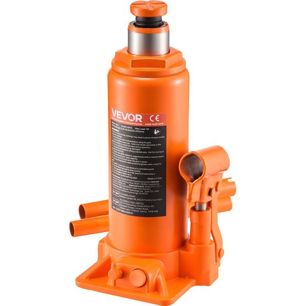 Cric Idraulico A Bottiglia Vevor Con Capacità Di 10 T, Portata Di Sollevamento 235-470 Mm, Cric A Bottiglia Con Sistema Di Saldatura Per La Riparazione Di Auto Pick-Up Suv, Cric Arancione Ad Alta Portata-image