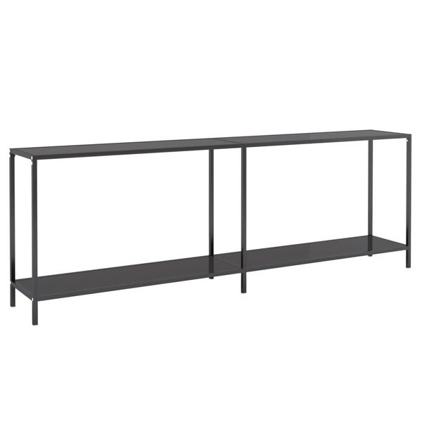 Syfax™ Tavolo Consolle Nero 220X35X75,5 Cm In Vetro Temperato-image
