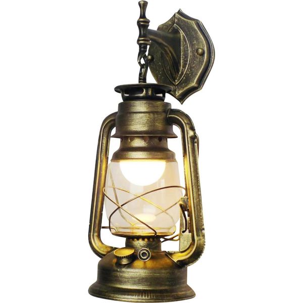Applique Rustica Retrò - Lampada Da Parete E27 - 220 V Ac - Senza Lampadina - Stile Tradizionale - Installazione Necessaria - Cachi Scuro-image