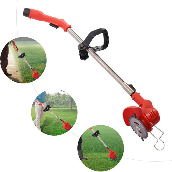 Tagliabordi A Batteria - Tagliabordi Agli Ioni Di Litio Da 12 V - A Batteria - Doppio Interruttore Di Sicurezza - Albero Regolabile - Per Prati E Bordure - Rosso-image