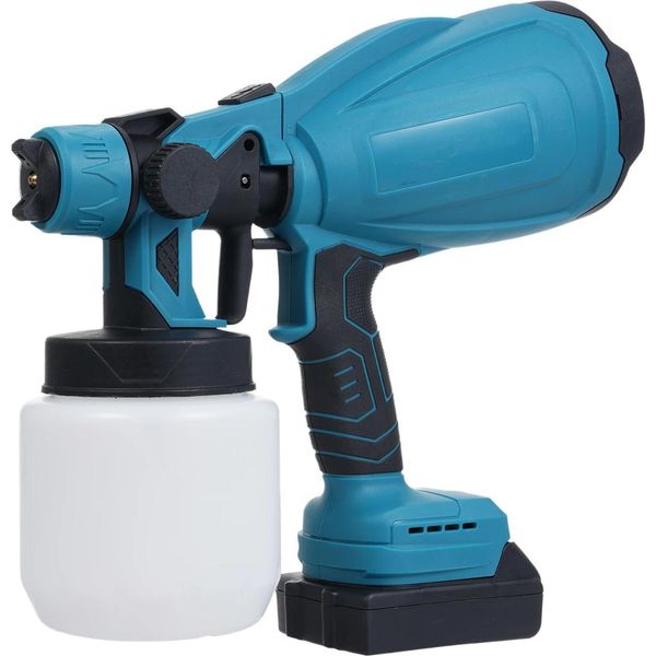 Pistola Elettrica Per Verniciatura - Pistola Ad Alta Pressione - Per Vernici Al Lattice - Motore 210 W - Tre Tipi Di Spruzzo - Serbatoio 800 Ml - Velocità 38.000 Giri/Min - Blu-image