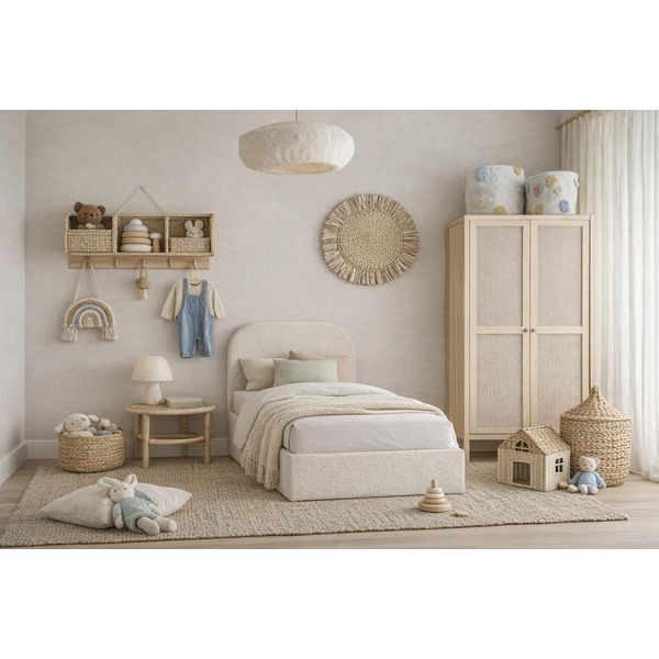 Sofello Moon Crema 90X200 Rete A Doghe In Metallo Letto Di Alta Qualità Con Contenitore E Spazio Di Stivaggio – Collezione Bambini-image