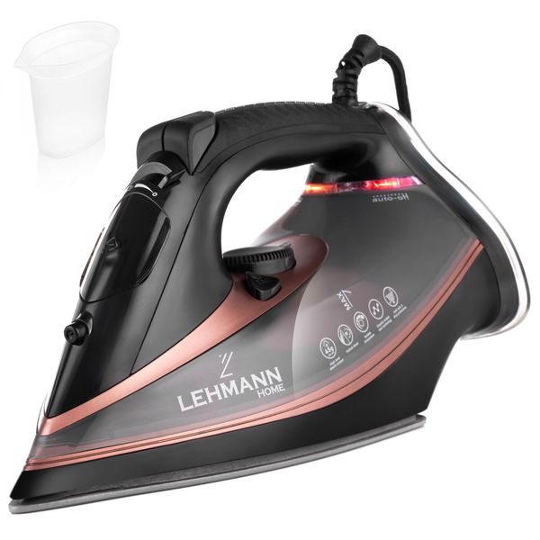 Ferro Da Stiro A Vapore Lehmann Con Piastra In Ceramica, 3000W, Potenza Vapore Fino A 140 G, Vapore Verticale, Spegnimento Automatico-image