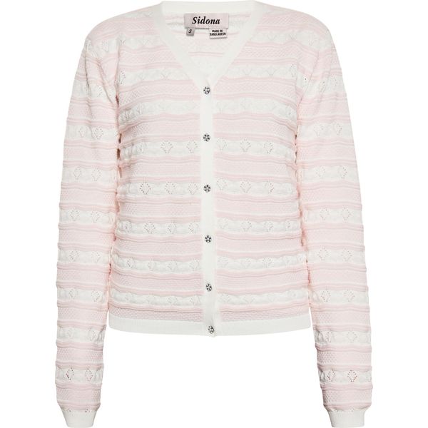 Cardigan Da Donna Sidona - Rosa Pallido In Lana Bianca, Xl-image