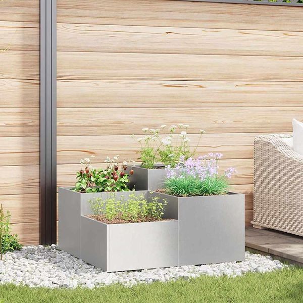 Maison Exclusive - Vaso Da Giardino Argento 80 X 80 X 48 Cm Acciaio Inossidabile-image