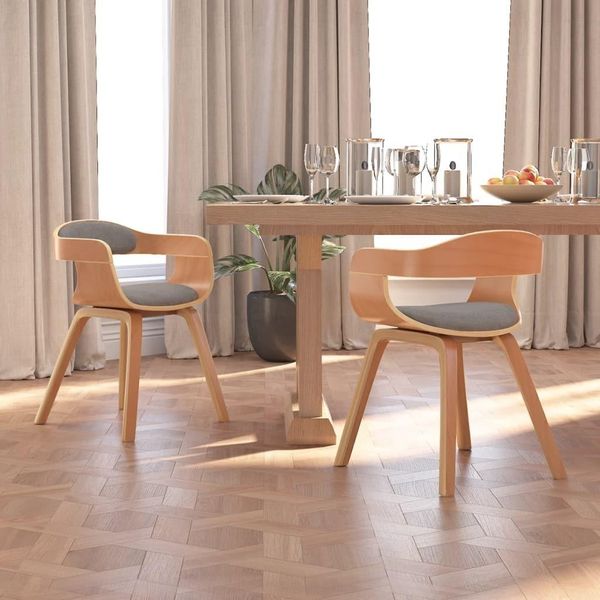 The Living Store Sedie Da Pranzo 2 Pz. Bentwood E Tessuto Color Taupe-image