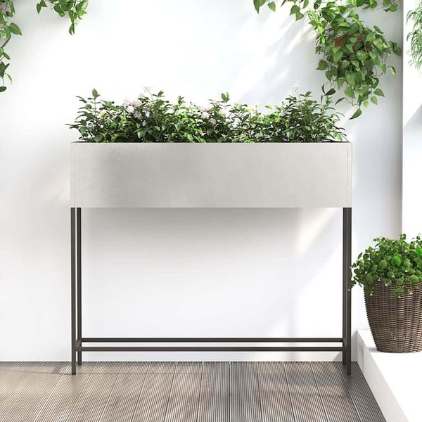 Maison Exclusive - Fioriera Rialzata Da Giardino Argento 100 X 26 X 82 Cm Acciaio Inossidabile-image