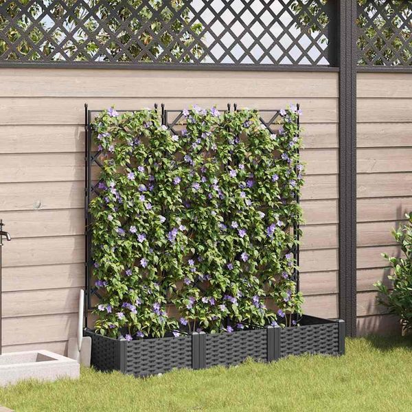 Maison Exclusive - Vaso Da Giardino 3 Pezzi Nero 120 X 40 X 125,5 Cm Acciaio-image