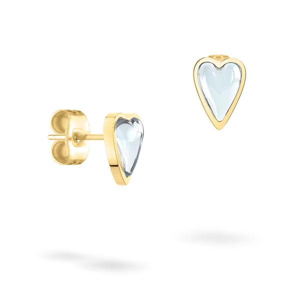 Paar Ohrstecker Liebeskind Berlin "Schmuck Geschenk Edelstahl Ohrringe Glass Heart", Silber (Gelbgoldfarben, Transparent, Transparent), Ohrringe, Damen, Edelstahl, Mit Glasstein-image