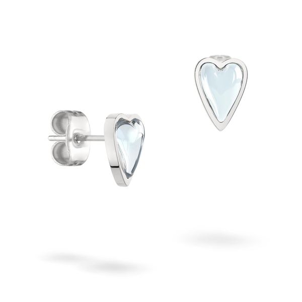 Paar Ohrstecker Liebeskind Berlin "Schmuck Geschenk Edelstahl Ohrringe Glass Heart", Edelstahlfarben, Transparent, Transparent, Ohrringe, Damen, Edelstahl, Mit Glasstein-image