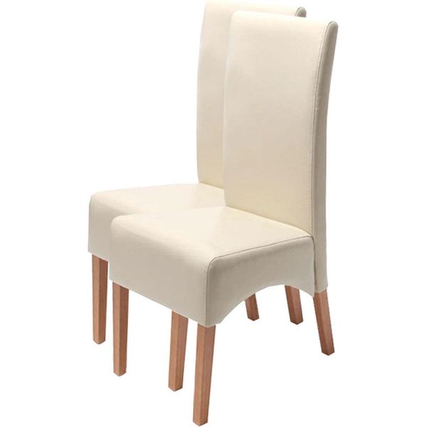 Set Di 2 Sedie Per Sala Da Pranzo Sedia Da Cucina Sedia Latina, Pelle ~ Crema, Gambe Chiare-image