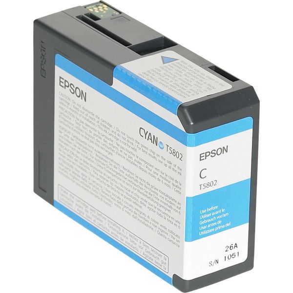 Epson T5802 - 80 Ml - Ciano - Originale - Cartuccia Di Inchiostro - Per Stylus Pro 3800, Pro 3880-image