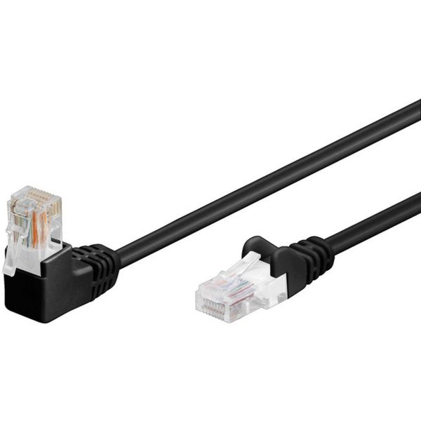 Goobay 94173 Cavo Patch Cat 5E 1X 90° Angolato, U/Utp, Nero, 3 M - Miscela Di Rame Cca, 1X Spina RJ45 90° (8P8C)-image