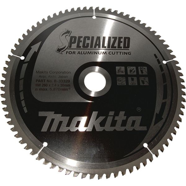 Lama Per Sega Circolare Makita, Specialized 260 X 30 Mm - 80 Denti - Alluminio-image