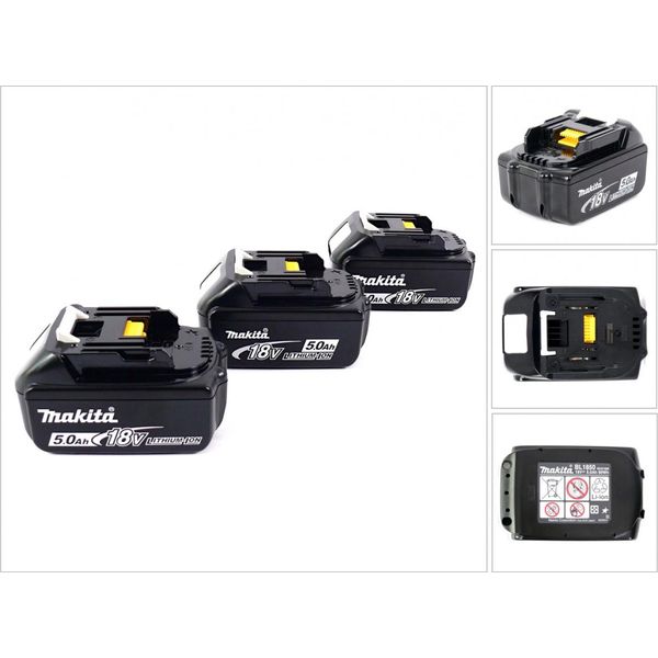 Makita Bl 1850 B Batteria Da 18 V - 5 Ah / 5000 Mah Li-Ion - 3 Pezzi-image