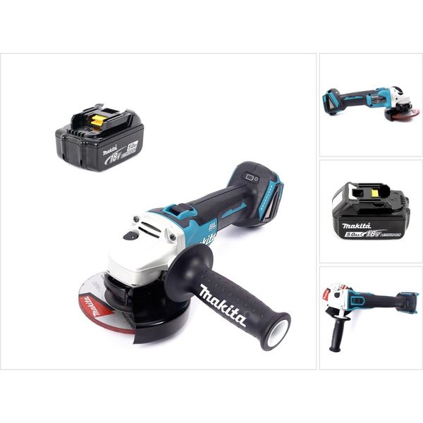 Makita Dga 504 T1 18 V Smerigliatrice Angolare Brushless A Batteria 125 Mm + 1X Batteria 5,0 Ah - Senza Caricatore-image