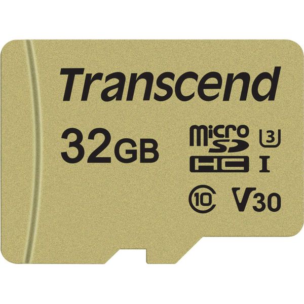 Transcend 500S - Scheda Di Memoria Flash (Adattatore Microsdhc/Sd Incluso) - 32 Gb - Classe Video V30 / UHS-I U3 / Classe10 - Microsdhc-image