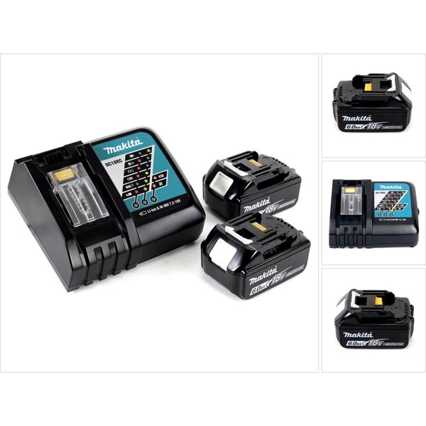 Makita Kit Power Set Con 2X Batterie Bl 1860 6,0 Ah 18 V + Caricatore Rapido Dc 18 Rc-image