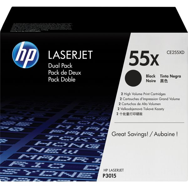 Hp 55X - Confezione Da 2 - Alta Resa - Nero - Originale - Laserjet - Cartuccia Toner (CE255XD)-image