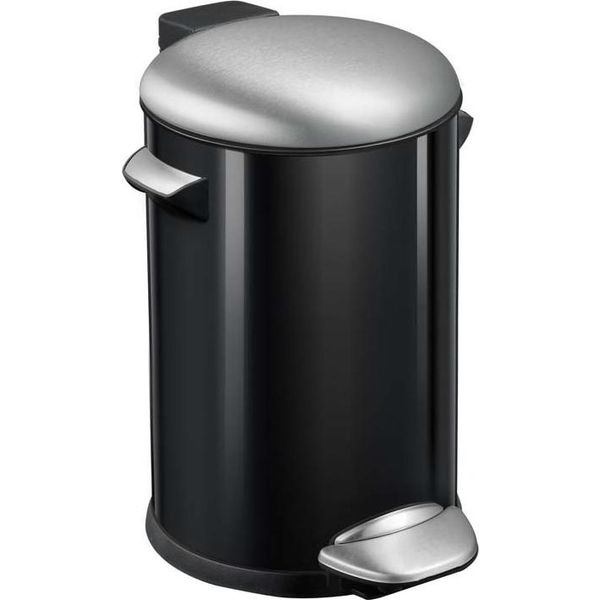 Eko - Cestino A Pedale Belle Deluxe 12 Litri - Acciaio Plastica - Nero, Acciaio Inox Opaco-image
