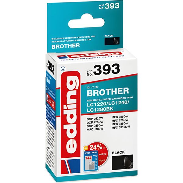 Edding 18-393 Edding EDD-393 Schwarz Druckerpatrone Kompatibel Zu Brother LC-1240BK-image