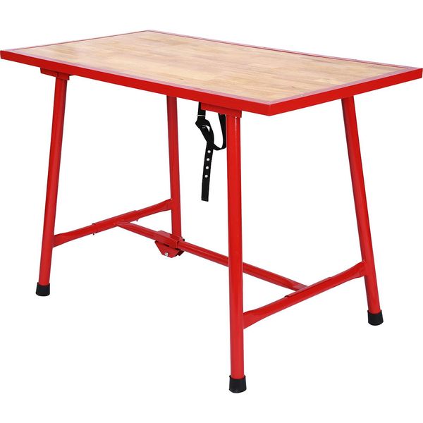 Banco Da Lavoro Wiltec 120 X 62,5 X 83 Cm Pieghevole, Tavolo Da Lavoro Pieghevole, Tavolo Da Lavoro Pieghevole Con Capacità Di Carico Fino A 300 Kg, Attrezzatura Da Officina In Acciaio E Legno-image