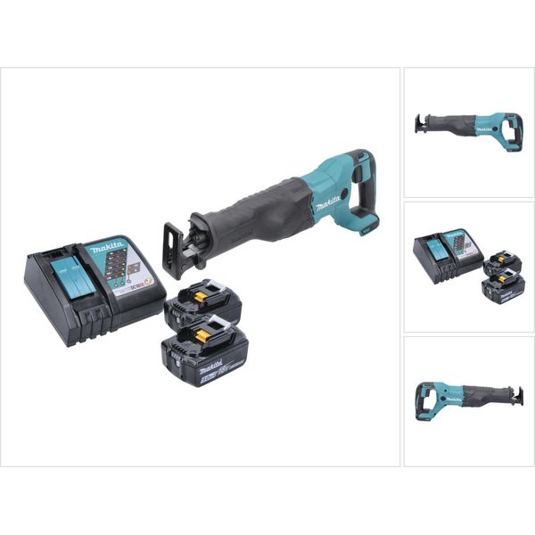 Sega A Nastro A Batteria Makita Djr 186 Rt 18 V + 2 Batterie Da 5,0 Ah + Caricabatterie-image