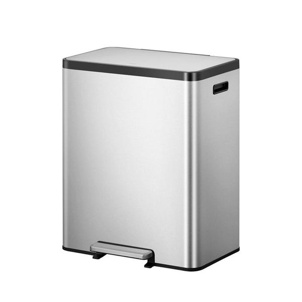 Eko - Ecocasa 2 Pattumiera A Pedale Per Il Riciclo 36+24 Litri - Acciaio Inox Polipropilene - Acciaio Inox Opaco-image