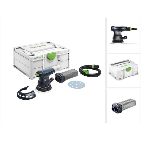 Festool Ets 125 Req-Plus Levigatrice Eccentrica 125 Mm, 2 Mm 250 W + Systainer + Accessori ( 574636 ) + Sacchetto Per La Polvere-image