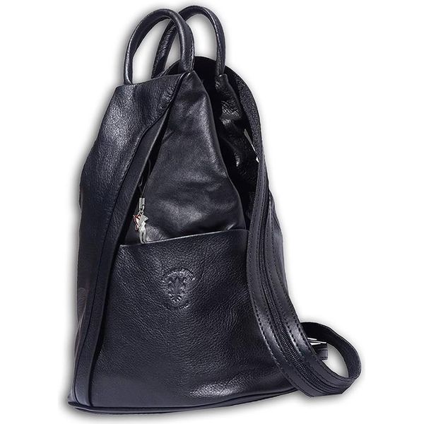 Firenze Vera Pelle Borsa Donna Zaino Nero 26X10X32 Compresa Etichetta Italia D2OTF604S-image